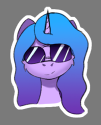 Size: 652x807 | Tagged: safe, artist:cotarsis, izzy moonbow, pony, unicorn, g5, glasses, gray background, looking at you, simple background, sketch, solo