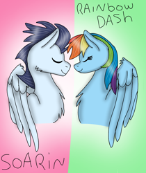 Size: 720x859 | Tagged: safe, artist:dasher666, artist:hanna030401, edit, rainbow dash, soarin', pegasus, pony, g4, female, male, mare, ship:soarindash, shipping, stallion, straight