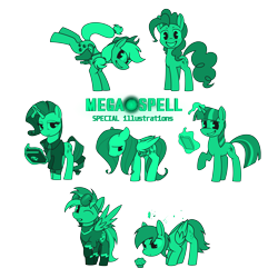Size: 7000x7000 | Tagged: safe, artist:dacaoo, applejack, derpy hooves, fluttershy, pinkie pie, rainbow dash, rarity, twilight sparkle, earth pony, pegasus, pony, unicorn, fallout equestria, megaspell (game), g4, absurd resolution, black book, book, clothes, costume, food, mane six, ministry mares, monochrome, muffin, s.p.e.c.i.a.l., shadowbolt dash, shadowbolts costume, simple background, transparent background, unicorn twilight, weapon