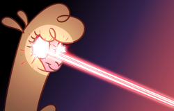 Size: 1730x1110 | Tagged: safe, artist:thescornfulreptilian, paprika (tfh), alpaca, them's fightin' herds, bust, community related, eye beams, female, glowing, glowing eyes, gradient background, portrait, reaction image, smiling, solo