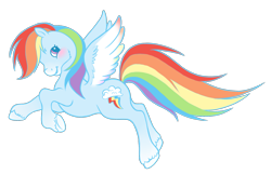 Size: 1881x1213 | Tagged: safe, artist:wtfponytime, rainbow dash, pegasus, pony, g2, g4, cheek fluff, flying, g4 to g2, generation leap, leaping, solo, unshorn fetlocks