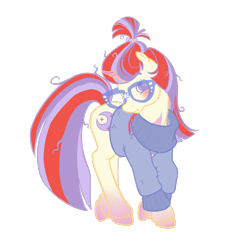 Size: 1353x1497 | Tagged: safe, artist:wtfponytime, moondancer, pony, unicorn, g2, g4, clothes, g4 to g2, generation leap, glasses, messy mane, messy tail, simple background, solo, sweater, tail, transparent background, unshorn fetlocks