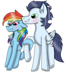 Size: 720x812 | Tagged: safe, artist:dasher666, artist:justcallmescaizor, edit, rainbow dash, soarin', pegasus, pony, g4, female, male, mare, ship:soarindash, shipping, simple background, stallion, straight, white background