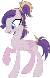 Size: 299x464 | Tagged: safe, artist:westrail642fan, oc, oc only, oc:shooting star (r&f), pegasus, pony, rise and fall, base used, concave belly, female, folded wings, freckles, mare, offspring, parent:oc:david wyne, parent:princess cadance, parents:canon x oc, pegasus oc, reference sheet, simple background, slender, solo, thin, transparent background, wings