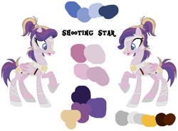 Size: 900x665 | Tagged: safe, artist:westrail642fan, oc, oc only, oc:shooting star (r&f), pegasus, pony, rise and fall, base used, concave belly, female, folded wings, freckles, guardsmare, mare, offspring, parent:oc:david wyne, parent:princess cadance, parents:canon x oc, pegasus oc, reference sheet, royal guard, simple background, slender, solo, thin, white background, wings
