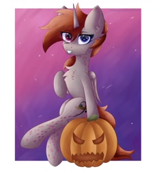 Size: 1691x1860 | Tagged: safe, artist:gaffy, oc, oc only, alicorn, pony, alicorn oc, commission, halloween, holiday, horn, pumpkin, wings, ych result