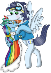 Size: 720x1031 | Tagged: safe, artist:dasher666, artist:justcallmescaizor, edit, rainbow dash, soarin', pegasus, pony, a canterlot wedding, g4, bridesmaid, bridesmaid dash, bridesmaid dress, clothes, dancing, dress, female, male, mare, ship:soarindash, shipping, simple background, stallion, straight, white background