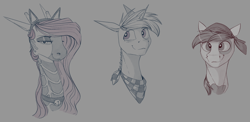 Size: 2150x1050 | Tagged: safe, artist:stray prey, pipsqueak, oc, oc:lovelace filigree, oc:lucent, giraffe, pony, unicorn, g4, horn, sternocleidomastoid, unicorn oc