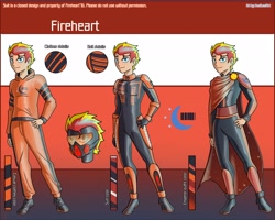 Size: 2500x2000 | Tagged: safe, artist:devillustart, oc, oc:fireheart(fire), human, equestria girls, g4, fireheart76's latex suit design, high res, latex, latex suit, male, prisoners of the moon, reference sheet, rubber, rubber suit, solo