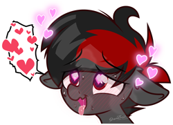 Size: 1500x1083 | Tagged: safe, artist:sherathoz, oc, oc only, oc:varan, ahegao, blushing, commission, floppy ears, heart, heart eyes, open mouth, simple background, solo, tongue out, transparent background, wingding eyes