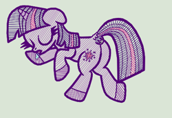 Size: 462x316 | Tagged: safe, artist:scandianon, twilight sparkle, pony, unicorn, g4, butt, dock, drool, eyes closed, female, floppy ears, hooves, lying down, mare, on side, open mouth, plot, simple background, sleeping, solo, tail, unicorn twilight