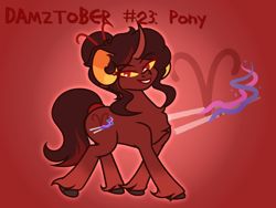 Size: 5120x3840 | Tagged: safe, artist:iceflower99, part of a set, classical unicorn, pony, unicorn, cloven hooves, crossover, curved horn, cutie mark, damara megido, homestuck, horn, inktober, inktober 2023, leonine tail, species swap, unshorn fetlocks, wand