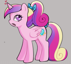 Size: 567x515 | Tagged: safe, artist:amaeeart, derpibooru exclusive, princess cadance, alicorn, pony, g4, female, filly, filly cadance, folded wings, gray background, heart, horn, mare, open mouth, simple background, solo, teen princess cadance, wings, younger