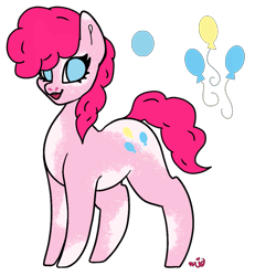 Size: 853x922 | Tagged: safe, artist:kiaraxkovu27, pinkie pie, earth pony, pony, g4, alternate design, cutie mark, female, looking at you, mare, no pupils, open mouth, open smile, piebald coat, simple background, smiling, smiling at you, solo, standing, transparent background