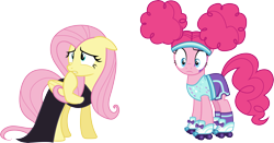 Size: 5715x3000 | Tagged: safe, artist:cloudy glow, fluttershy, pinkie pie, g4, scare master, .ai available, pinkie puffs, simple background, transparent background, vector