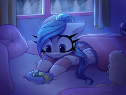 Size: 2979x2242 | Tagged: safe, artist:opal_radiance, oc, oc:opal rosamond, pegasus, pony, bed, high res, night, sleeping, solo, teebee