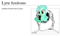 Size: 583x349 | Tagged: safe, edit, lyra heartstrings, pony, unicorn, g4, good syndrome, meme, smiling, text, waving, wikipedia