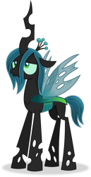 Size: 4097x7932 | Tagged: safe, artist:anime-equestria, queen chrysalis, changeling, changeling queen, g4, alternate hairstyle, female, horn, simple background, solo, transparent background, vector, wings