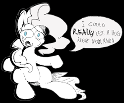 Size: 3220x2664 | Tagged: safe, artist:djsleepyhooves, pinkie pie, earth pony, pony, g4, black and white, black background, crying, grayscale, high res, lineart, monochrome, ms paint, shading, simple background, sitting, solo