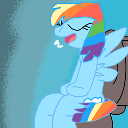 Size: 1000x1000 | Tagged: safe, artist:ilovetoiletart, rainbow dash, pegasus, pony, g4, 1000 hours in ms paint, but why, eyes closed, female, implied pooping, mare, potty time, sitting, sitting on toilet, solo, toilet