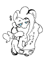 Size: 771x1015 | Tagged: safe, artist:djsleepyhooves, pinkie pie, oc, oc:anon, earth pony, human, pony, g4, black and white, clothes, crouching, denim, dollar sign, duo, eyebrows, grayscale, hug, hugging a pony, jeans, lineart, looking down, monochrome, ms paint, overhead view, pants, raised eyebrow, shading, shirt, simple background, sitting, stealing, t-shirt, wallet, white background