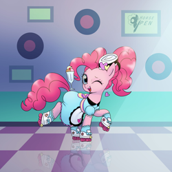 Size: 4096x4096 | Tagged: safe, artist:horsepen, pinkie pie, earth pony, pony, g4, looking at you, one eye closed, server pinkie pie, smiling, solo, wink