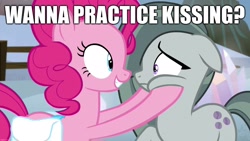 Size: 1920x1080 | Tagged: safe, edit, edited screencap, screencap, marble pie, pinkie pie, earth pony, pony, g4, hearthbreakers, caption, cheek squish, female, image macro, imminent kissing, implied incest, implied kissing, implied lesbian, looking at each other, looking at someone, looking at you, mare, smiling, smiling at you, squishy cheeks, text, tomska
