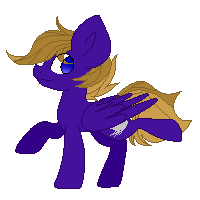 Size: 200x200 | Tagged: safe, artist:mintoria, oc, oc only, oc:wing front, pegasus, pony, animated, blinking, blue eyes, brown mane, brown tail, cute, gif, hurricane, pegasus oc, purple fur, raised leg, simple background, solo, tail, transparent background, wings