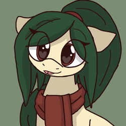 Size: 900x900 | Tagged: safe, artist:php193, oc, oc only, oc:myrtle remedy, earth pony, pony, :p, clothes, earth pony oc, eye clipping through hair, female, green background, heart, heart eyes, scarf, simple background, solo, tongue out, wingding eyes