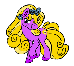 Size: 1666x1477 | Tagged: safe, artist:amynewblue, sunny seed, earth pony, pony, flower, flower in hair, simple background, solo, white background