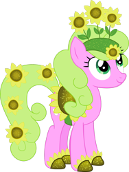 Size: 1158x1539 | Tagged: safe, artist:havoc, daisy, flower wishes, earth pony, pony, g4, one bad apple, clothes, costume, female, flower, flower in hair, mare, simple background, solo, sunflower, transparent background, vector