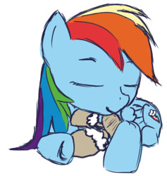 Size: 291x307 | Tagged: safe, artist:clanmcg24, rainbow dash, pegasus, pony, g4, clothes, eyes closed, simple background, sketch, slippers, solo, white background