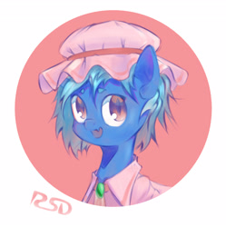 Size: 3580x3600 | Tagged: safe, artist:rsd500, oc, oc:starflight, pegasus, pony, undead, vampire, bust, clothes, cosplay, costume, digital art, fangs, halloween, halloween costume, high res, holiday, looking at you, ponified, portrait, red eyes, remilia scarlet, simple background, smiling, solo, touhou
