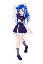 Size: 2024x3000 | Tagged: safe, artist:tanatos, princess luna, human, g4, clothes, female, high res, humanized, long hair, maid, simple background, solo, white background