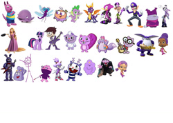Size: 1280x915 | Tagged: safe, artist:greenteen80, edit, spike, twilight sparkle, alicorn, bear, beaver, cat, chameleon, deer, dragon, dragonfly, fairy, human, hybrid, insect, kangaroo, mermaid, mole (animal), pony, rabbit, robot, sheep, squirrel, vampire, whale, anthro, plantigrade anthro, semi-anthro, g4, adventure time, animal, animate object, animatronic, anthro with ponies, austin (the backyardigans), baby, baby dragon, backpack, backpack (dora the explorer), barely pony related, big the cat, blaze the cat, bonnie (fnaf), bubble guppies, chowder, chowder (character), count von count, dick figures, dora the explorer, dragon (miss spider's sunny patch friends), espio the chameleon, fanboy, fanboy and chum chum, fear (inside out), female, five nights at freddy's, guppy, happy tree friends, inside out, lammy, low effort, lumpy space princess, luna loud, male, mare, mime (happy tree friends), miss spider's sunny patch friends, oona (bubble guppies), poof (fop), puppet, purple, rapunzel, rubbadubbers, sesame street, simple background, sonic the hedgehog (series), spyro the dragon, spyro the dragon (series), stacy, stick figure, super mario bros., tangled (disney), the backyardigans, the fairly oddparents, the loud house, the mole, tico the squirrel, toothy (happy tree friends), twilight sparkle (alicorn), walden, waluigi, white background, winona (rubbadubbers), wow! wow! wubbzy!, zooli