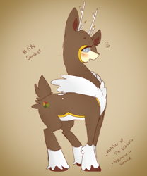 Size: 500x600 | Tagged: safe, artist:ruhiana, oc, oc:sansbuck, deer, deer pony, hybrid, original species, solo