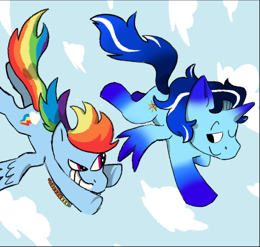 3040849 - safe, artist:brogararts, rainbow dash, fox, pegasus