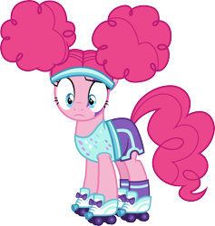 Size: 3000x3164 | Tagged: safe, artist:cloudy glow, pinkie pie, earth pony, pony, g4, scare master, .ai available, clothes, headband, high res, pinkie puffs, roller skates, simple background, skates, solo, transparent background, vector
