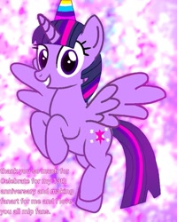 Size: 749x934 | Tagged: safe, artist:alan-the-animeartist, twilight sparkle, alicorn, pony, mlp fim's thirteenth anniversary, g4, hat, party hat, solo, twilight sparkle (alicorn)