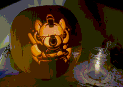 Size: 1530x1080 | Tagged: safe, artist:selenophile, zecora, g4, absurd file size, animated, candle, cauldron, gif, halloween, holiday, jack-o-lantern, nightmare night, pumpkin