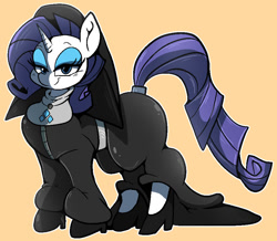 Size: 894x778 | Tagged: safe, artist:malachimoet, rarity, pony, unicorn, g4, looking at you, nun, nun outfit, nun rarity, simple background, solo