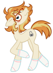 Size: 2881x4000 | Tagged: safe, artist:wtfponytime, dave the intern, ginger locks, earth pony, pony, g4, clothes, freckles, glasses, lanky, male, nerd, show accurate, simple background, skinny, socks, solo, stallion, thin, torn clothes, torn socks, transparent background