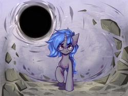 Size: 1600x1200 | Tagged: safe, artist:falafeljake, oc, oc only, oc:doubtful odds, pony, unicorn, black hole, commission, eyebrows, eyebrows visible through hair, glasses, horn, looking at you, raised hoof, signature, solo, unicorn oc