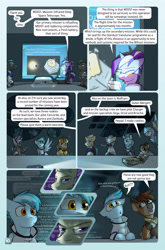 Size: 2079x3142 | Tagged: safe, artist:captainhoers, oc, oc only, oc:aurora (hoers), oc:brioche, oc:charger (hoers), oc:concorde, oc:high frontier, oc:redwood (captainhoers), oc:rosetta (stardust), oc:sequoia (captainhoers), oc:ursid, oc:vega, oc:wolfram, oc:zambuko, deer, griffon, kirin, pegasus, pony, unicorn, zebra, comic:stardust:the sky belongs to no one, buck, comic, computer, conference room, conference table, cookie, deer oc, dialogue, doe, female, food, glasses, goggles, goggles on head, griffon oc, grin, high res, kirin oc, laptop computer, male, mare, name tag, non-pony oc, nonbinary, offspring, one wing out, parent:soarin', parent:spitfire, parents:soarinfire, slideshow, smiling, speech bubble, stallion, stuttering, waving, wings, zebra oc
