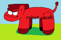 Size: 299x197 | Tagged: safe, artist:rook98, oc, oc:jacob, pony, robot, robot pony, 1000 hours in ms paint, red eyes, red fur, red mane