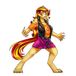 Size: 2400x2400 | Tagged: safe, artist:thescornfulreptilian, sunset shimmer, werewolf, wolf, anthro, digitigrade anthro, equestria girls, g4, clothes, female, high res, simple background, solo, species swap, transparent background, wolfified