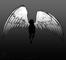 Size: 1500x1375 | Tagged: safe, artist:somber, oc, oc only, griffon, gradient background, inktober, inktober 2023, male, solo, spread wings, wings