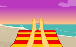 Size: 1280x793 | Tagged: safe, artist:paco777yuyu, sunset shimmer, equestria girls, g4, barefoot, beach, beach chair, chair, feet, feet up, female, fetish, foot fetish, foot focus, photo, relaxing, solo, sunset