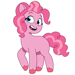 Size: 1200x1200 | Tagged: safe, artist:prixy05, pinkie pie, earth pony, pony, g4, g5, my little pony: tell your tale, g4 to g5, generation leap, missing cutie mark, raised hoof, simple background, solo, transparent background, vector