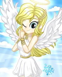 Size: 2015x2490 | Tagged: safe, artist:rjp.rammy, oc, oc:angelina moonlight, angel, equestria girls, g4, clothes, costume, halloween, halloween costume, halo, high res, solo